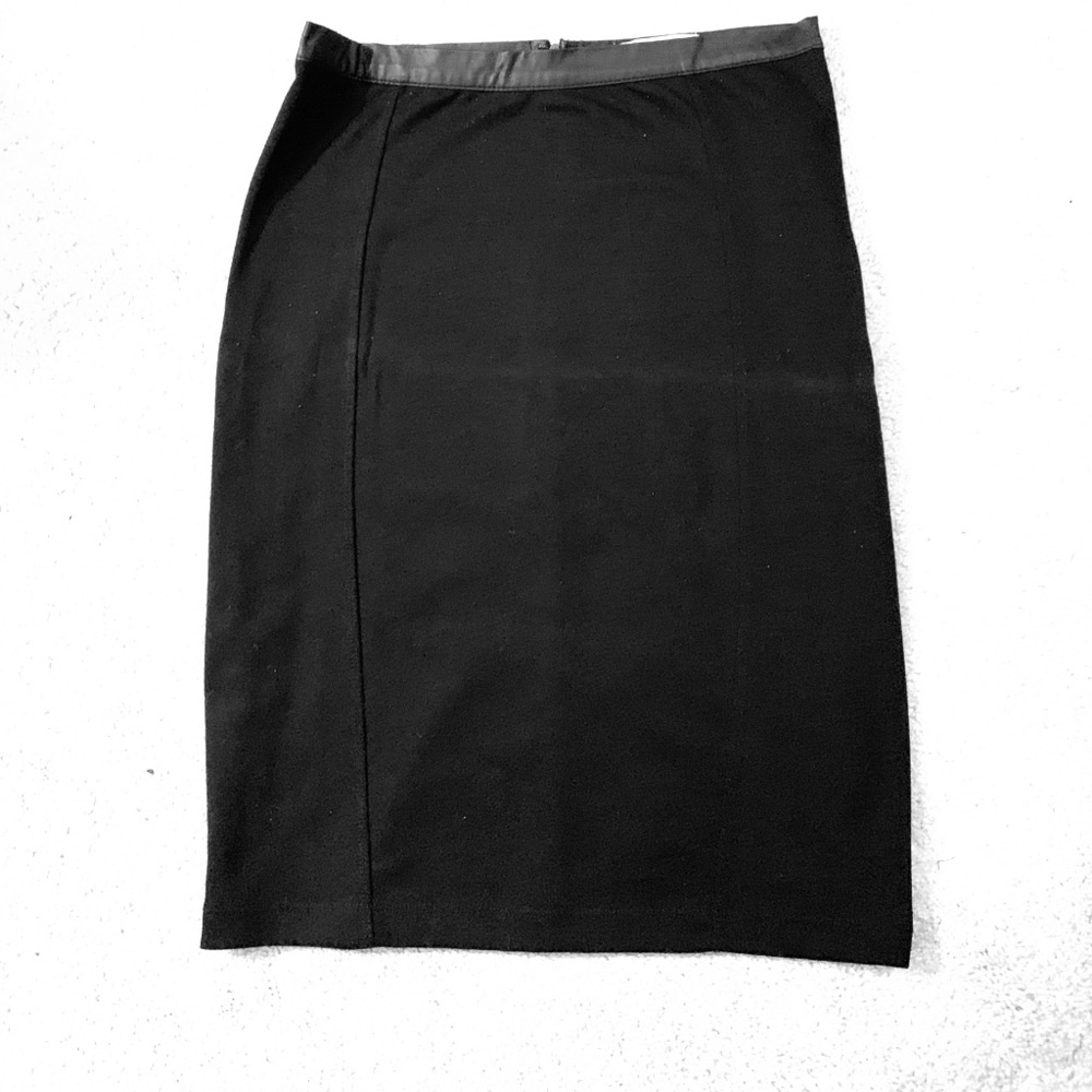 Black pencil skirt with leather like band at top